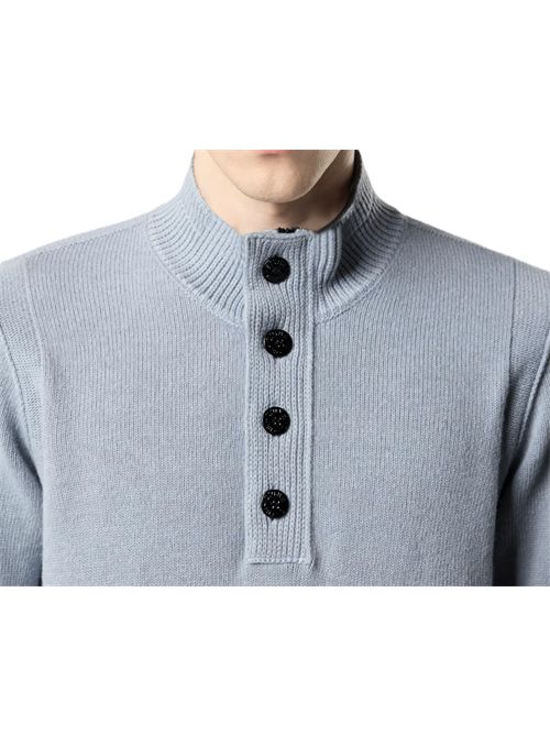 Maglione vestibilità regular con zip corta e finta con bottoni Stone Island | L2S15 5100040 S00A3V0049 ASH GREY